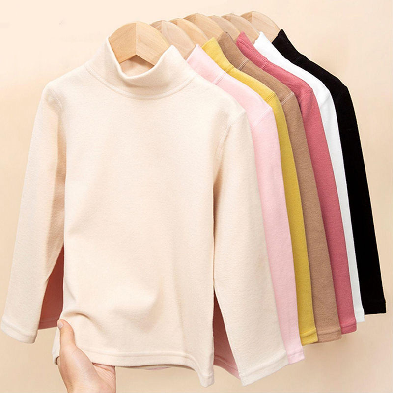 الصورة المصغرة: T-shirt for Girls Solid Thermal Underwear Autumn Winter Long Sleeve Casual High 