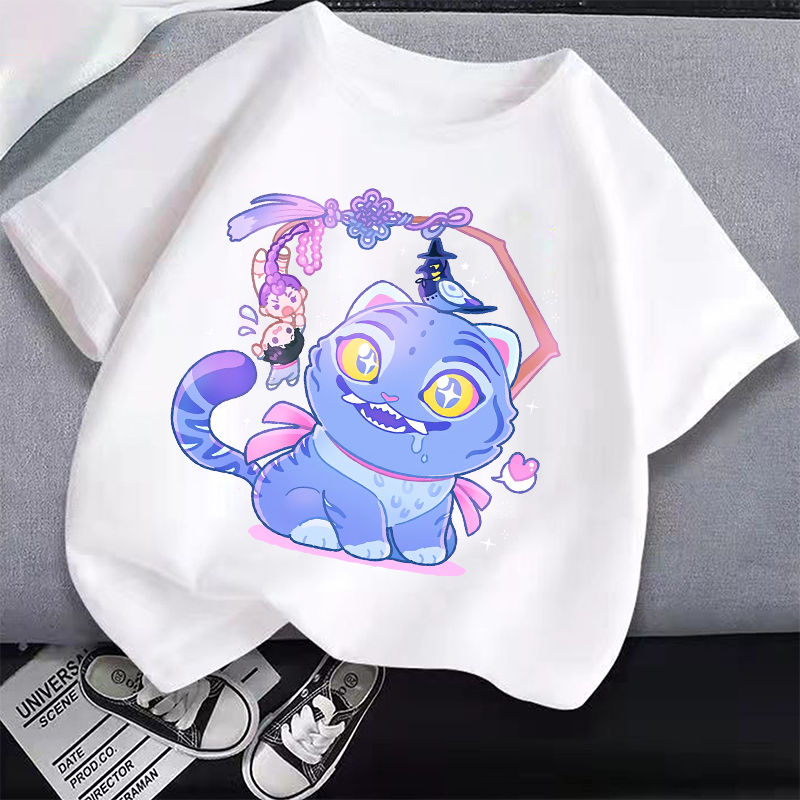 الصورة المصغرة: New K Pop Demon Hunters Kids T Shirts Cartoon Anime Printed T Shirt Boys Girls C