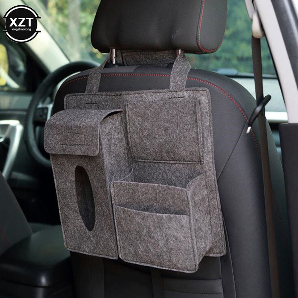 Car Back Seat Organizer soft Storage Bag Multi-function Pocket Universal Woolen