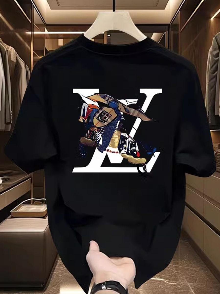 الصورة المصغرة: 25 High-end Light Luxury Trendy Brand Short-sleeved T-shirt Unisex Summer Americ