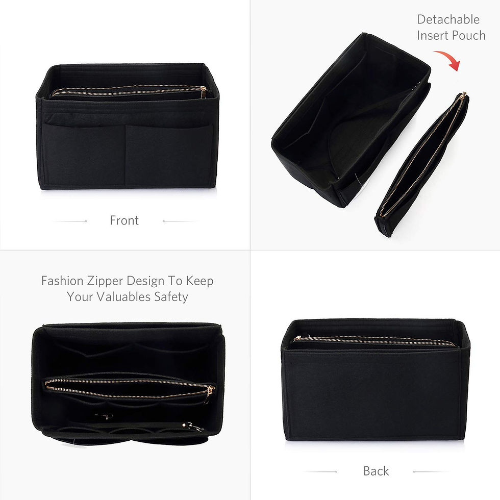 الصورة المصغرة: Felt Purse Organizer Insert - Travel Tote Bag Divider with Zipper, Handbag Inser