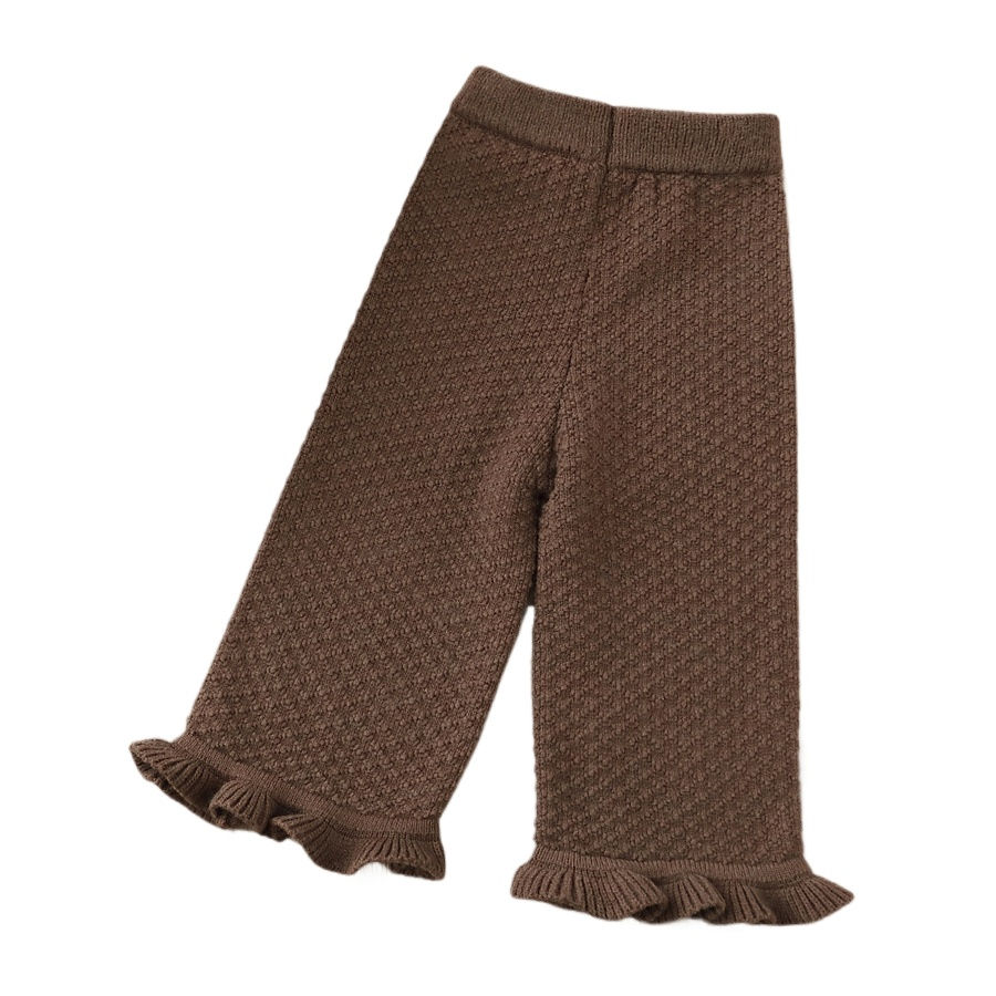 الصورة المصغرة: Winter Kids Knit Pants Wide Leg Woolen Trousers Girls Clothes Warm Cozy Loose Fi