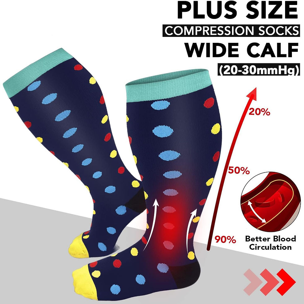 الصورة المصغرة: Plus Size Compression Socks for Women and Men Wide Calf Extra Knee High Support 