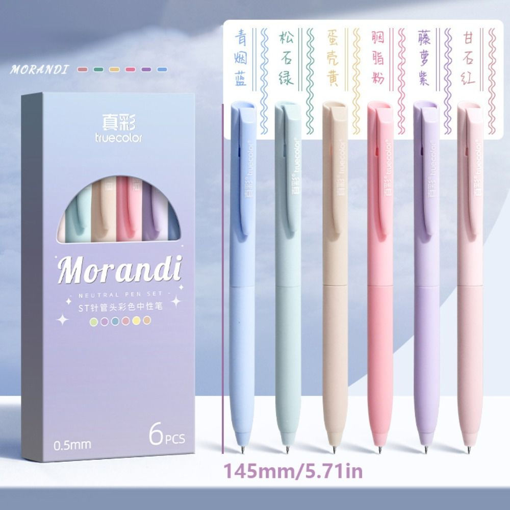 6Colors/Set Color Gel Pen 0.5mm ST Tip Ballpoint Pen Writing Tool Color Ink Sign