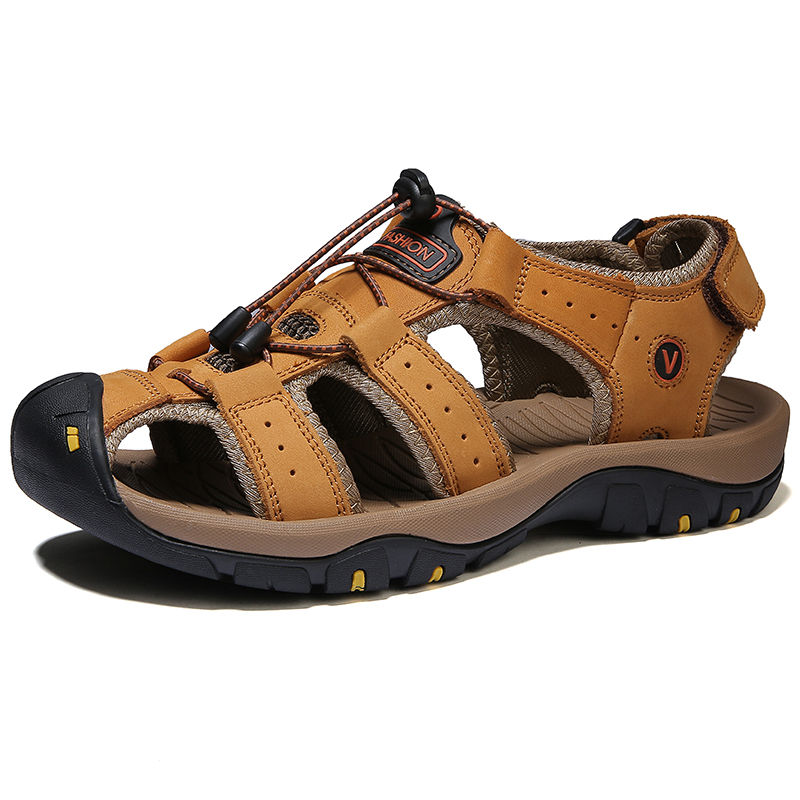 Thumbnail: Summer Men Sandals Leather Mens Casual Shoes Breathable Outdoor Sandals for Men 