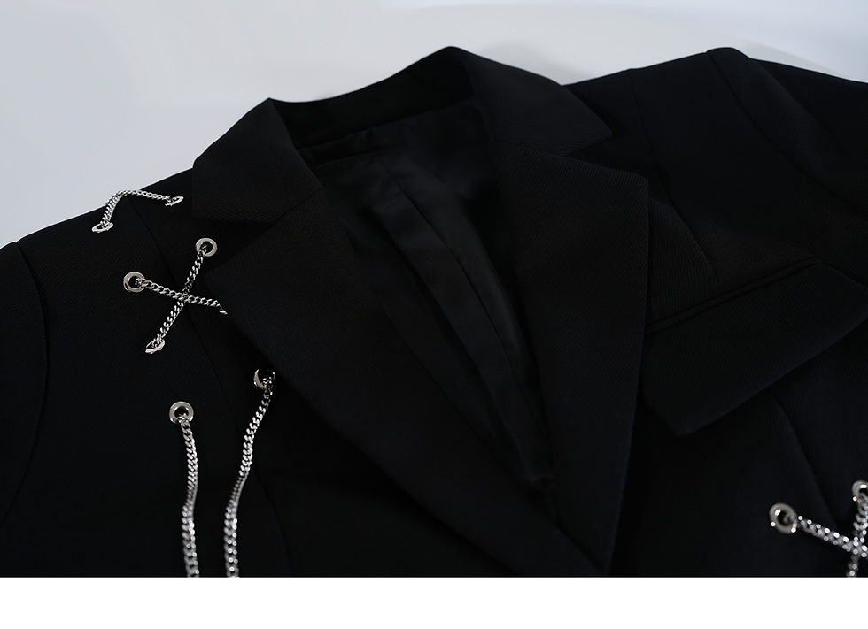Thumbnail: Women Punk Gothic Cropped Blazer with Metal Chain Harajuku Design Streetwear Chi