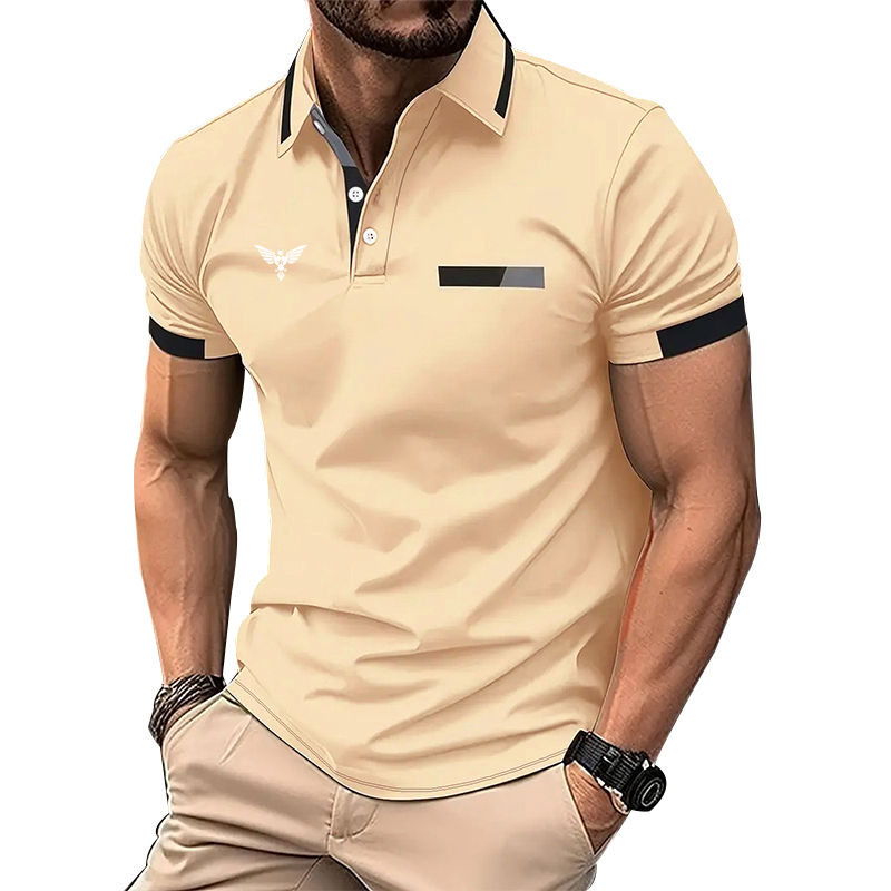 Men Clothes Summer Fashion Short Sleeve Sport Lapel Business Casual Polo Shirt M