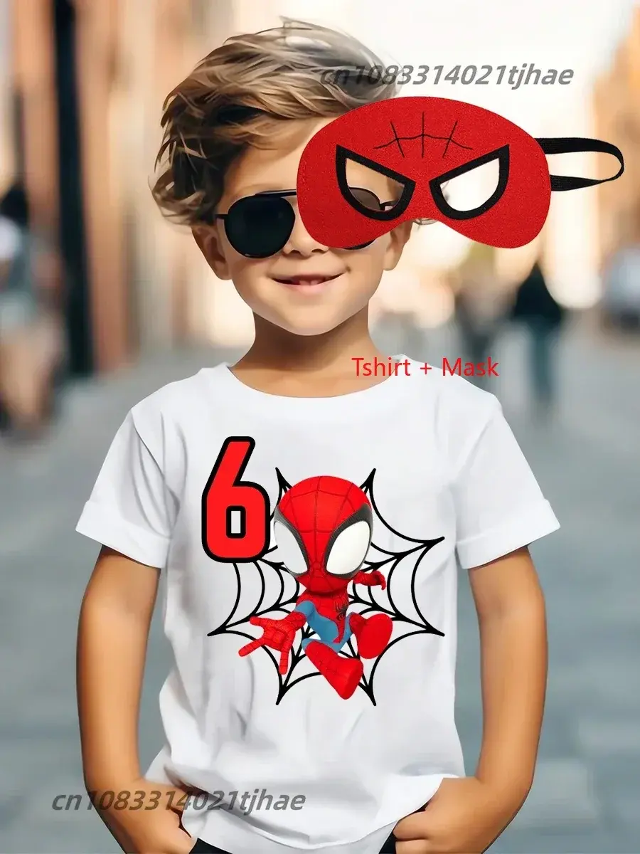 الصورة المصغرة: Spiderman Superhero Kids 2-6 Birthday Party Tshirts for Baby T-Shirt Tees Boys T