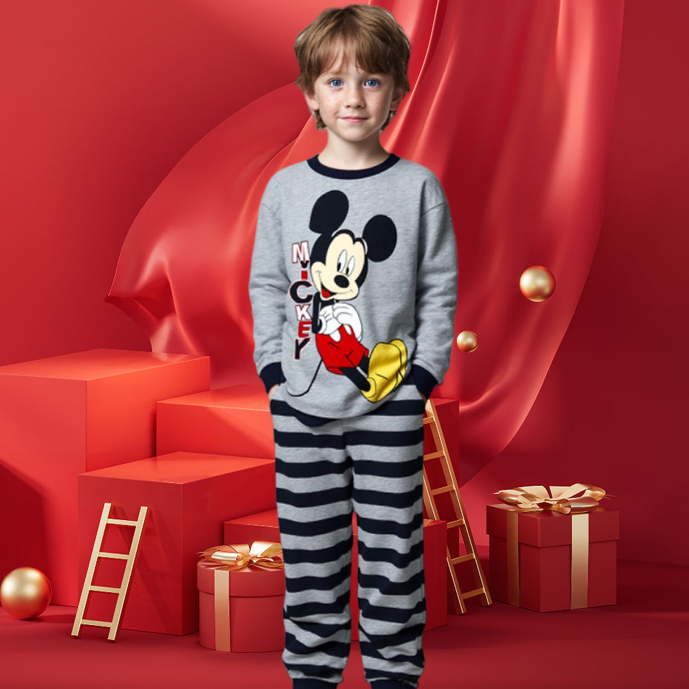 New Kids Pajama Set Cotton Soft nightwear Mickey Loungewear Long Sleeve Pjs Slee