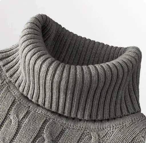 الصورة المصغرة: Men's High Neck Sweater Solid Color Pullover Knitted Warm Casual Turtleneck   Me