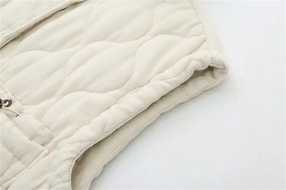 Thumbnail: New women's versatile sleeveless stand up collar pocket decoration vest cotton v