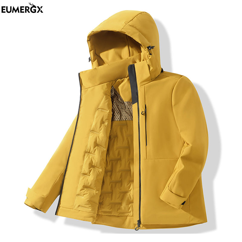 EUMERGX Men's Women's Winter Coat Waterproof Windproof Warm Fleece Jacket Unisex