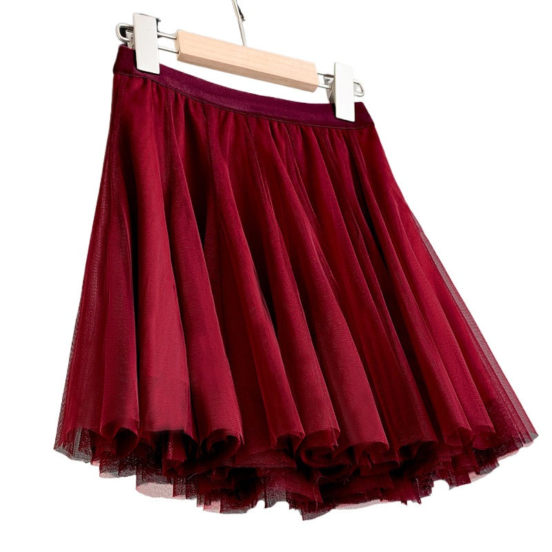 الصورة المصغرة: Girls Mesh Skirt Fashion All-match Classic Elegant Dance Teen School Kids Fluffy