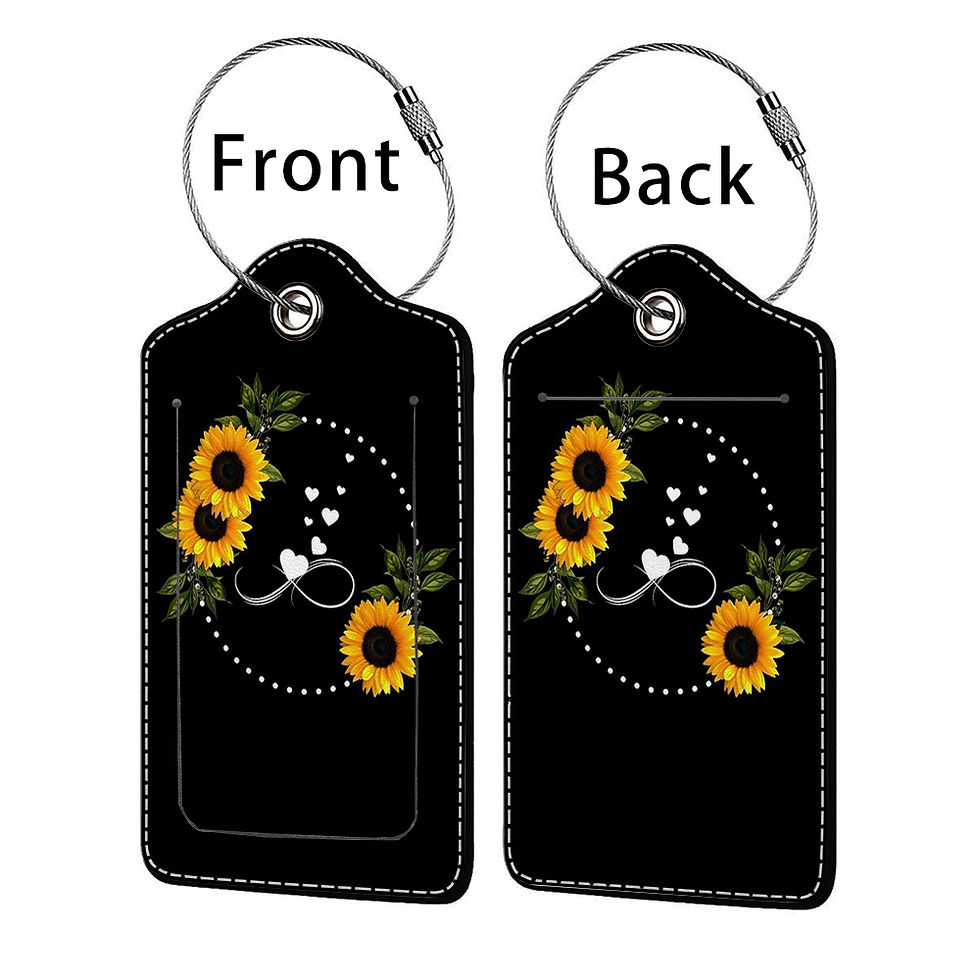 الصورة المصغرة: Beautiful sunflower Stamped Leather Business Luggage Tag Suitcase Address Label 