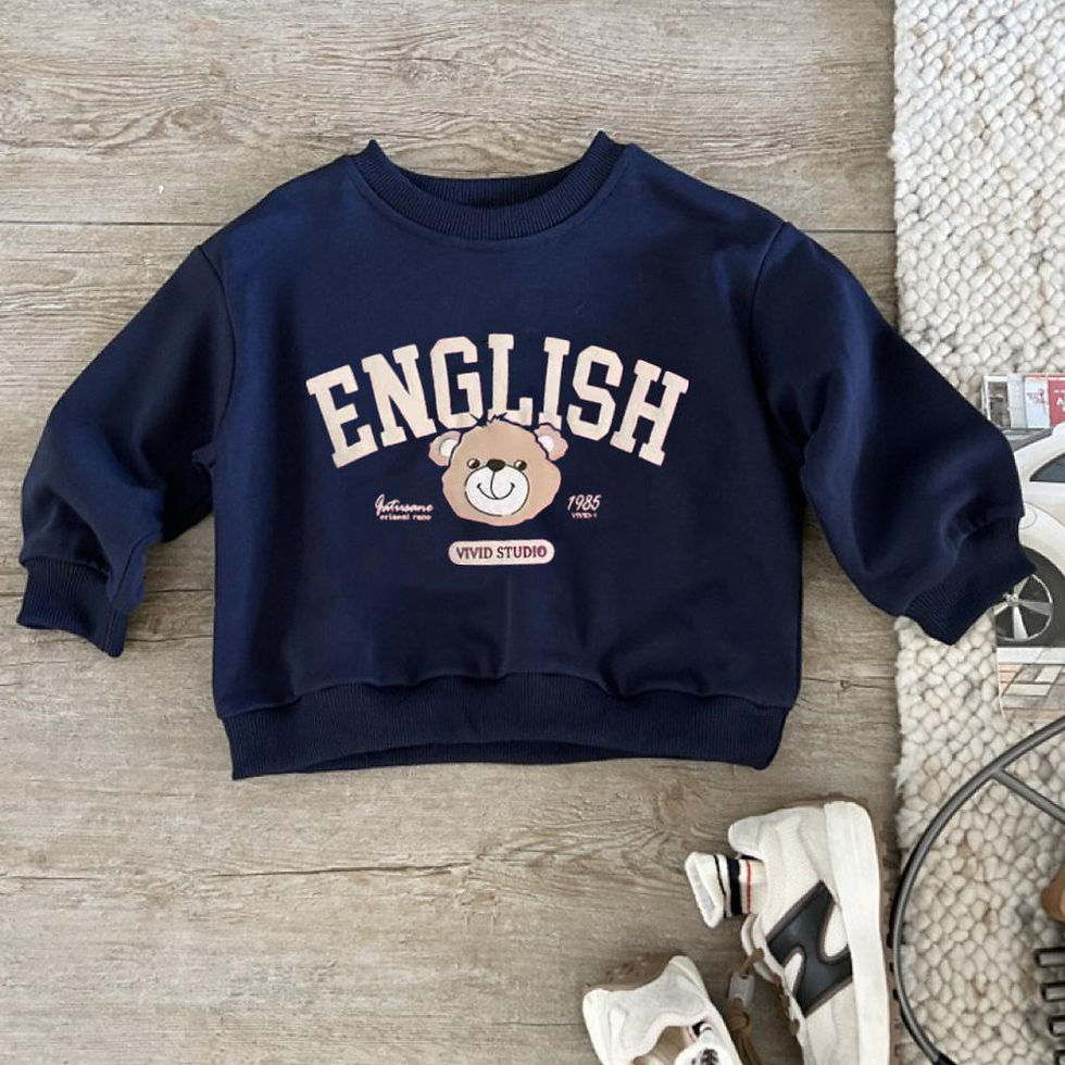 Thumbnail: Cartoon Bear Print Hoodie Korean Version Tops New Casual Round Neck Sweatshirts 