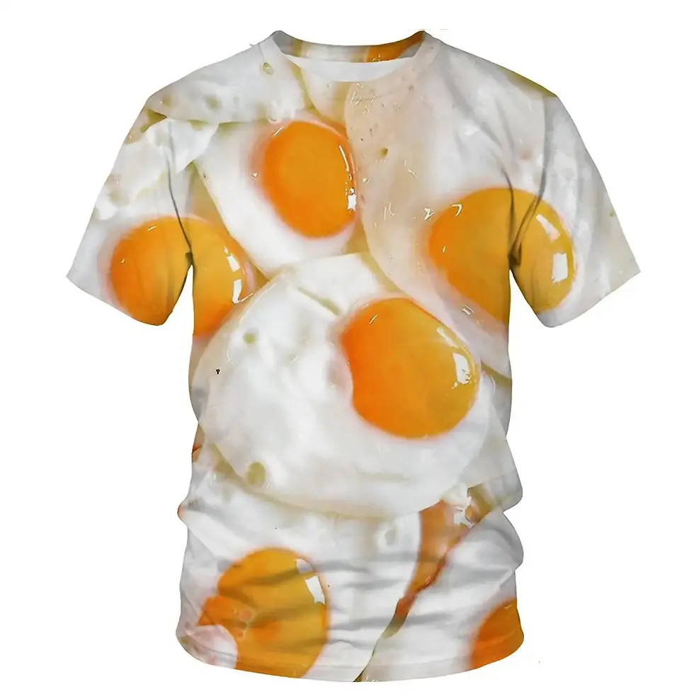 الصورة المصغرة: New Summer Fashion Men's Kids T Shirts 3d Printed Burger Fries Donuts Eggs Fun F