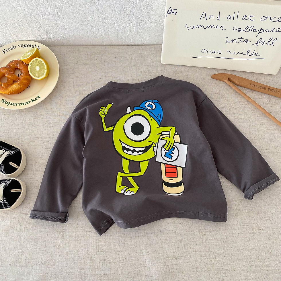 الصورة المصغرة: Cartoon Printed Boys Clothes Long Sleeve Tees Loose Casual Kids O-neck Pullover 