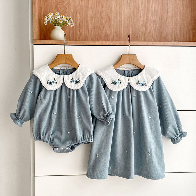2025 New Autumn Children Clothes 2-6Yrs Girl Party Dress Long Sleeved Corduroy E