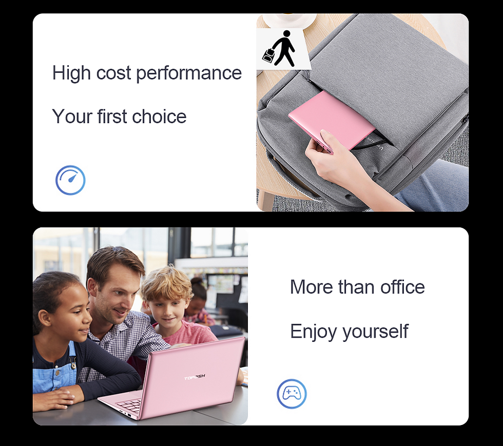 Thumbnail: TOPOSH 10.1-inch Mini Laptop Celeron J4125 Quad Core 12G RAM 512GB SSD Easy to C