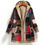 Thumbnail: Women's Long Plush Jacket with Cotton and Linen Print Hooded Sweatshirt for Warm