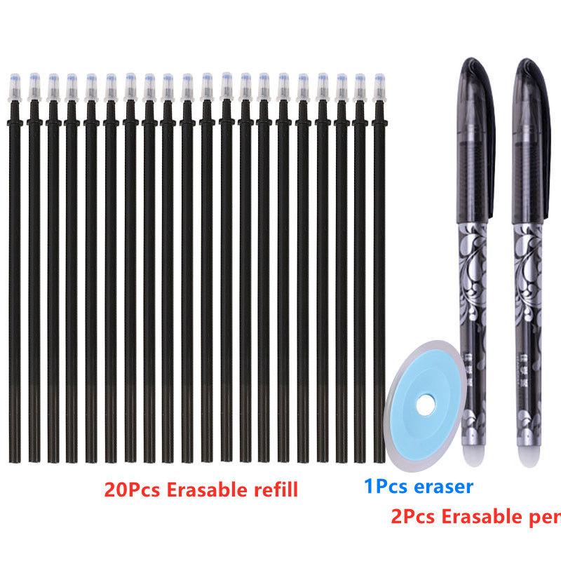 الصورة المصغرة: 20+3 Pcs/Set Erasable Gel Pen Refills Rod 0.5mm Blue Black Ink Washable Handle M