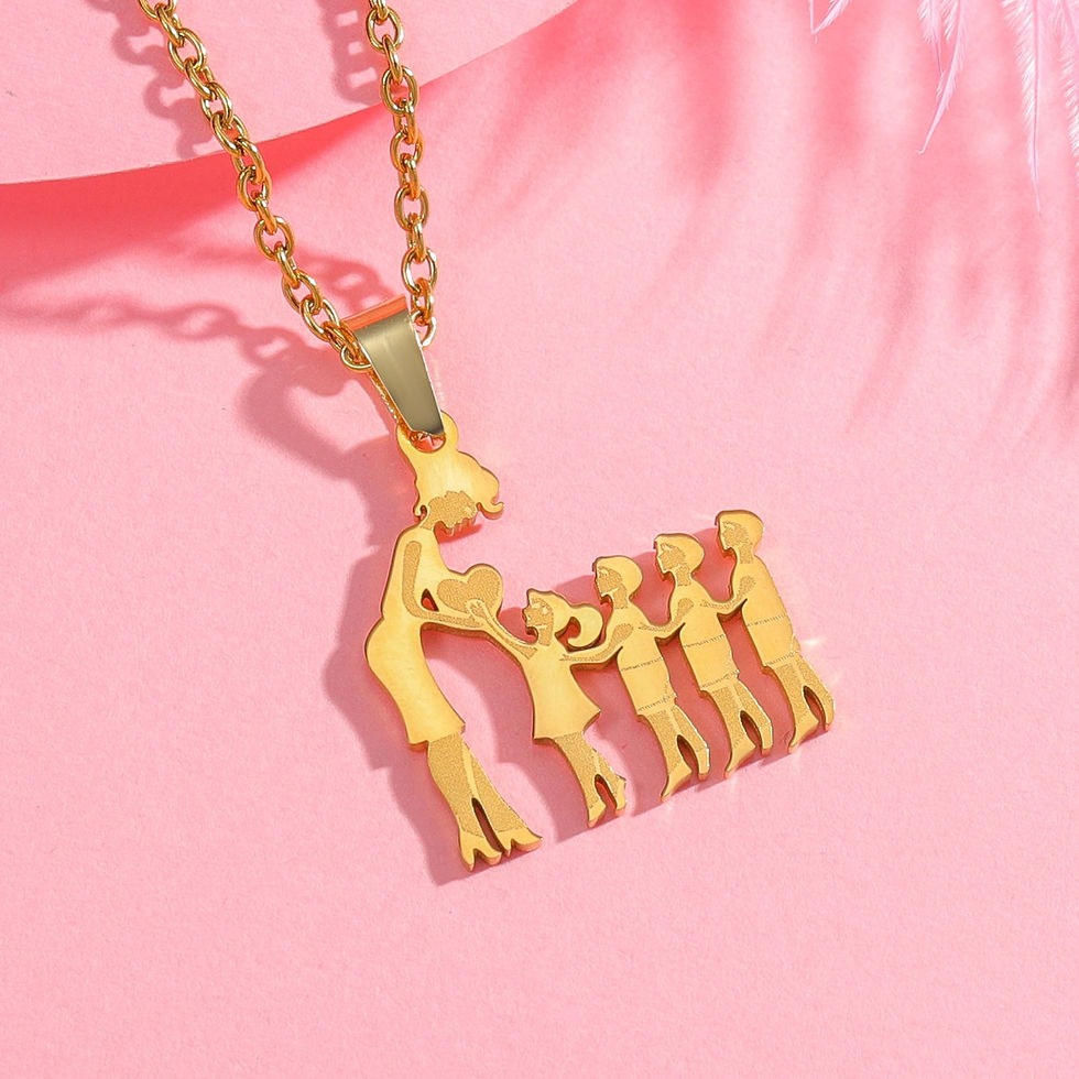 الصورة المصغرة: Mothers and Children Family Stainless Steel Necklaces Silver Color Multiples Kid