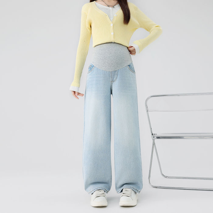 Thumbnail: Crescent Moon Blade Jeans for Pregnant Women 25SS Spring Autumn Fashion Wide Leg