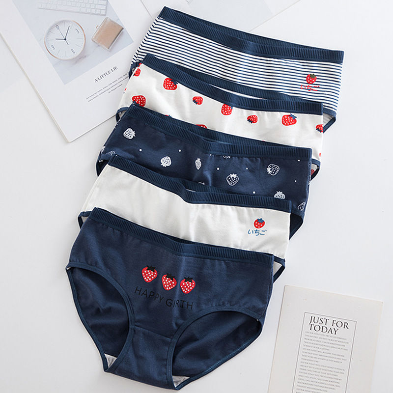 الصورة المصغرة: 5Pcs Cotton Underwear for Women Panties Sexy Shorts Print Fruit Cartoon Briefs G