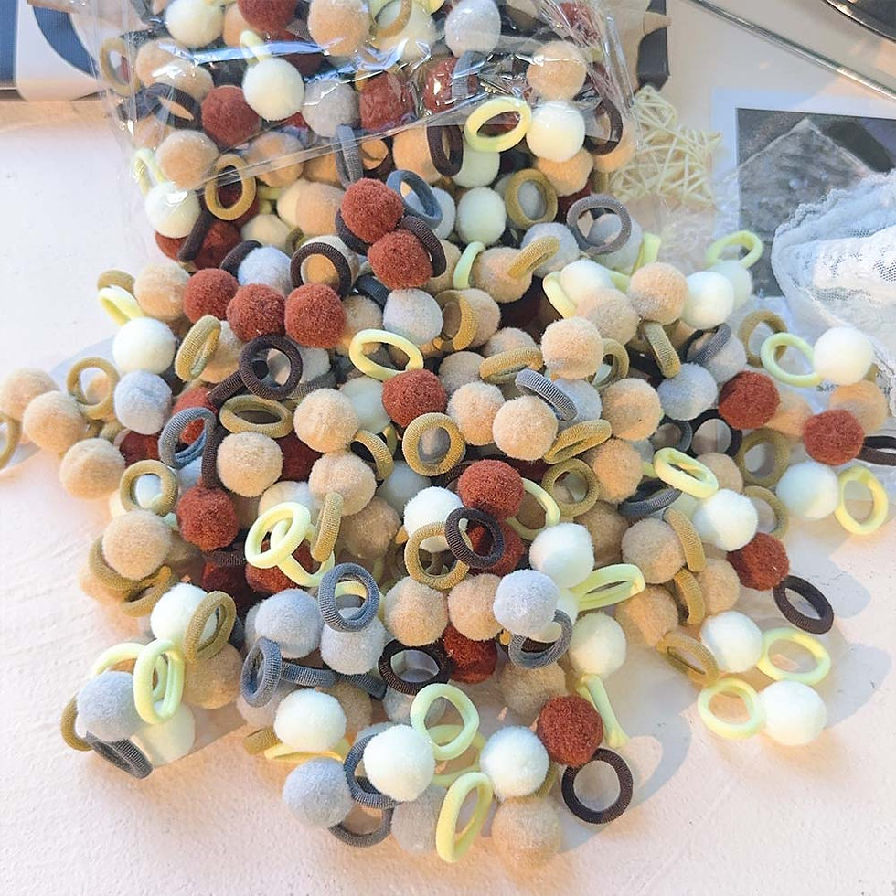 الصورة المصغرة: 10-30Pcs Kids Elastic Hair Bands Girls Plush Ball Rubber Band For Children Sweet