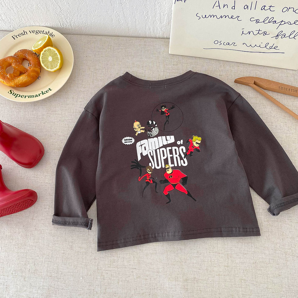 Thumbnail: Fashion New Cartoon Car Boys Long Sleeved T-shirts Tops Crewneck Printed Loose C