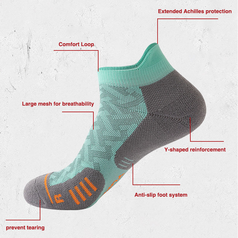 الصورة المصغرة: WRELS 1/2/3Pairs Athletic Running Cushioned Ankle Socks Cushioned Moisture Arch 