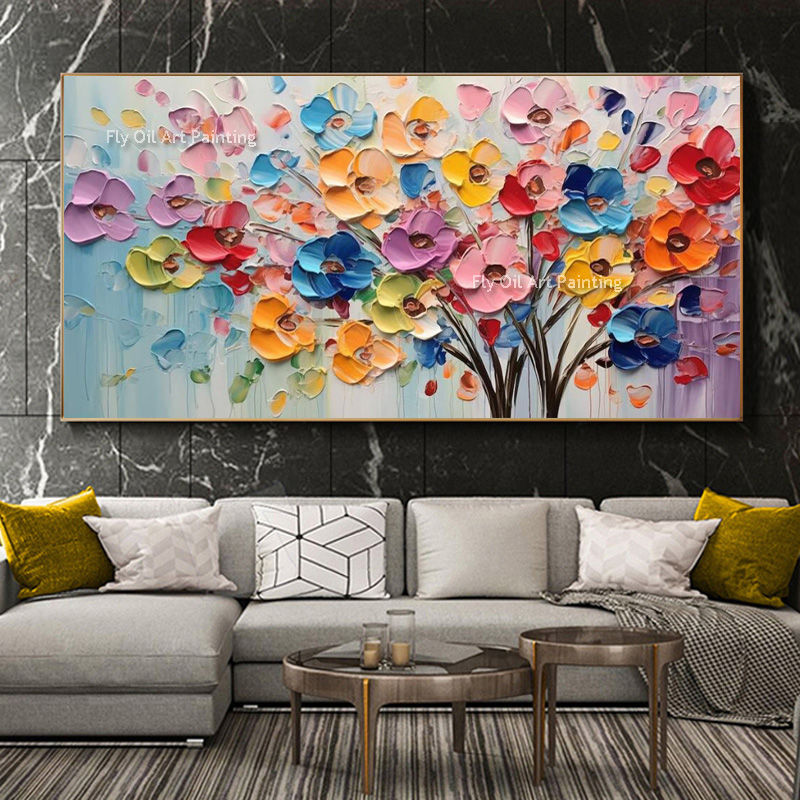 Thumbnail: Handmade Abstract Knife 3D Gold Flower Pictures Home Decor Wall Art 100% Hand Pa