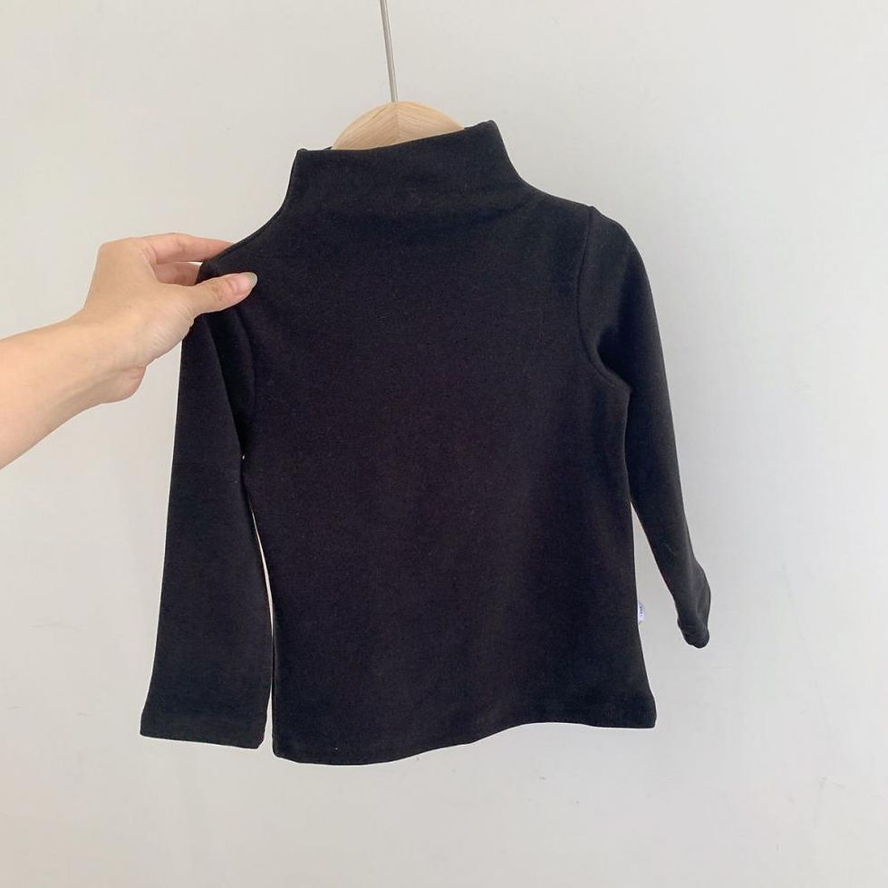 الصورة المصغرة: Autumn Winter Children Boys Girls T-shirts Kids Tops Turtleneck Solid Long Sleev
