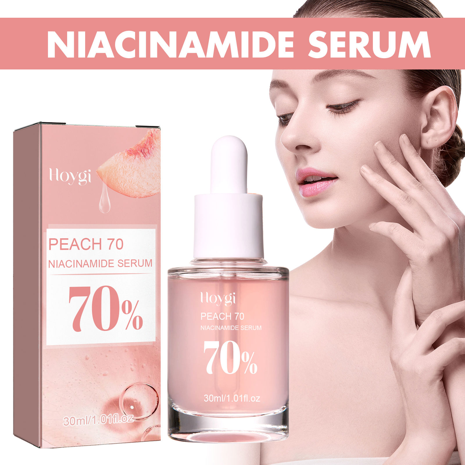 Peach 70% Niacinamide Facial Serum Fade Melanin Moisturzing Shrink Pores Smooth
