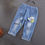 Thumbnail: Spring Autumn Children Jeans  Boys Cotton Print Splice Stretch Denim Pants Korea