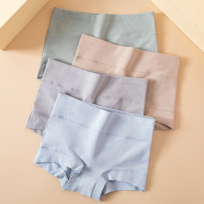 الصورة المصغرة: 4Pcs Cotton Panties For Women Plus Size Underwear High Waist Body Slimming Feaml