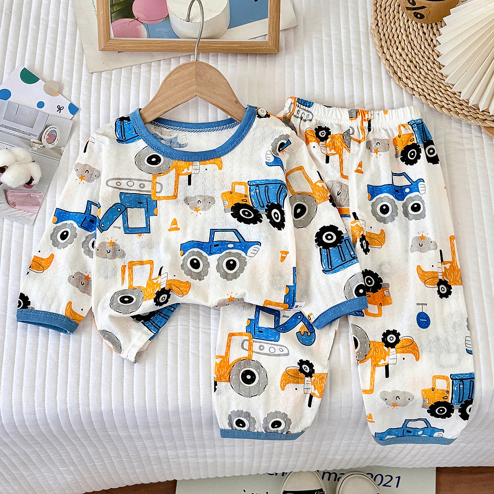 Thumbnail: Printing Long Sleeve Tops+Trousers Babies Pure Cotton Pajamas Suits New Spring H