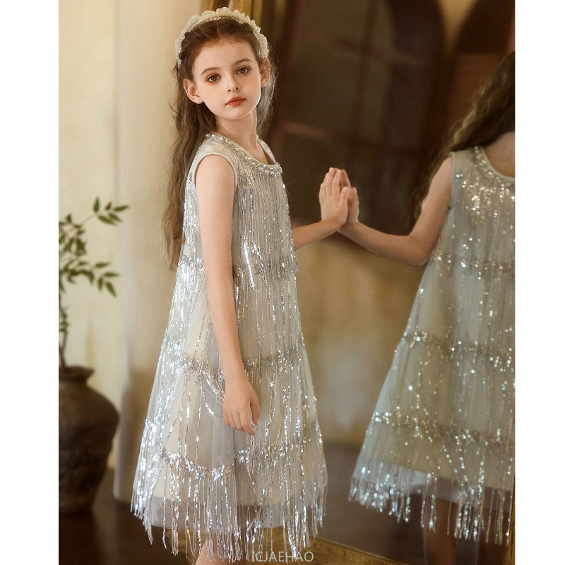 الصورة المصغرة: Wed Dress 2025 Glitter Girls Children Princess Dresses Costume New Baby Kids Bir