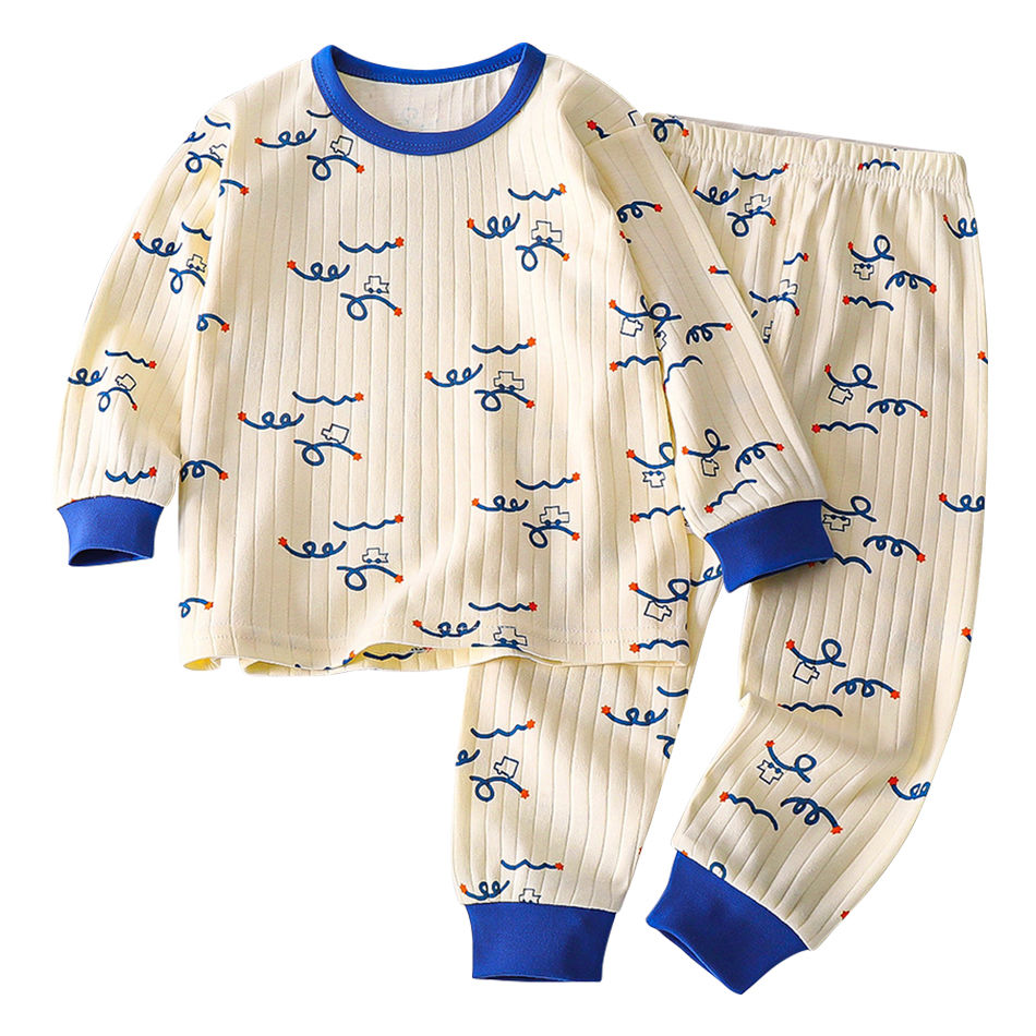 الصورة المصغرة: Kids Casual Autumn Long Sleeve Pajamas Set Boys and Girls Cartoon Print Home Wea