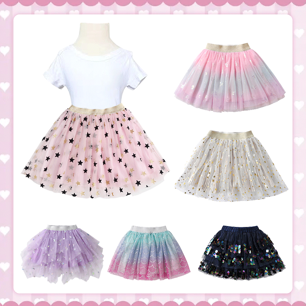 الصورة المصغرة: Girls Tutu Sequins Skirts Kids Clothes Bow Layered Skirts Princess Pleated Skirt