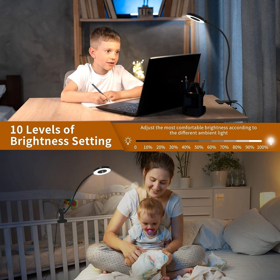 Thumbnail: LED Reading Light with Clamp 3 Color & 10 Brightness Desk Lamp Flexible Goosenec