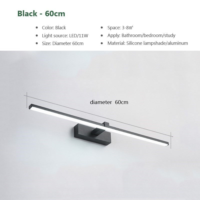 Thumbnail: Led Mirror Lights Wall Lamps Bathroom Waterproof White Black LED Flat Lamp Moder