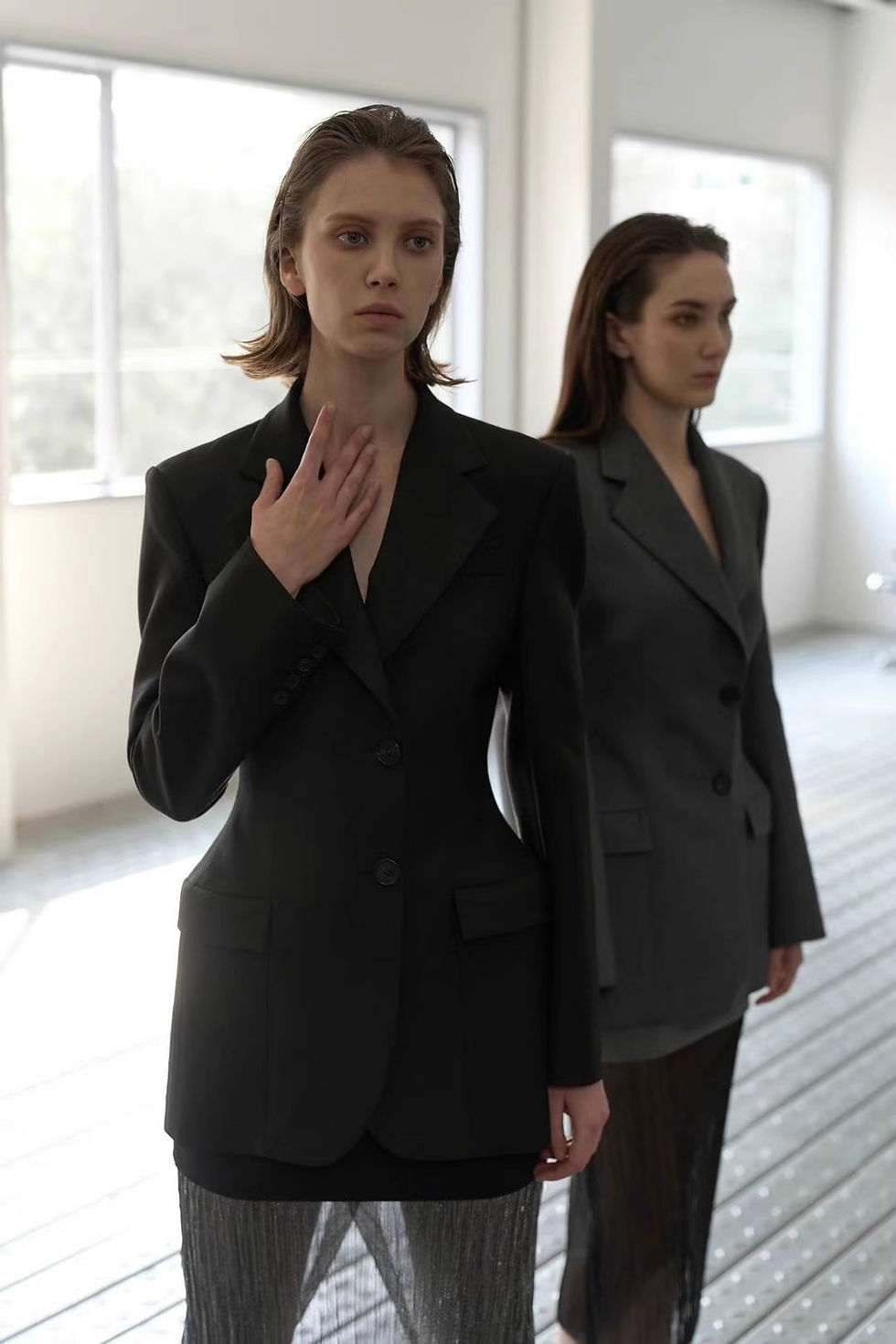 Thumbnail: Grey Blazer For Women's Suit Jacket New Korean Fashion Design Sense Waist-Cinchi