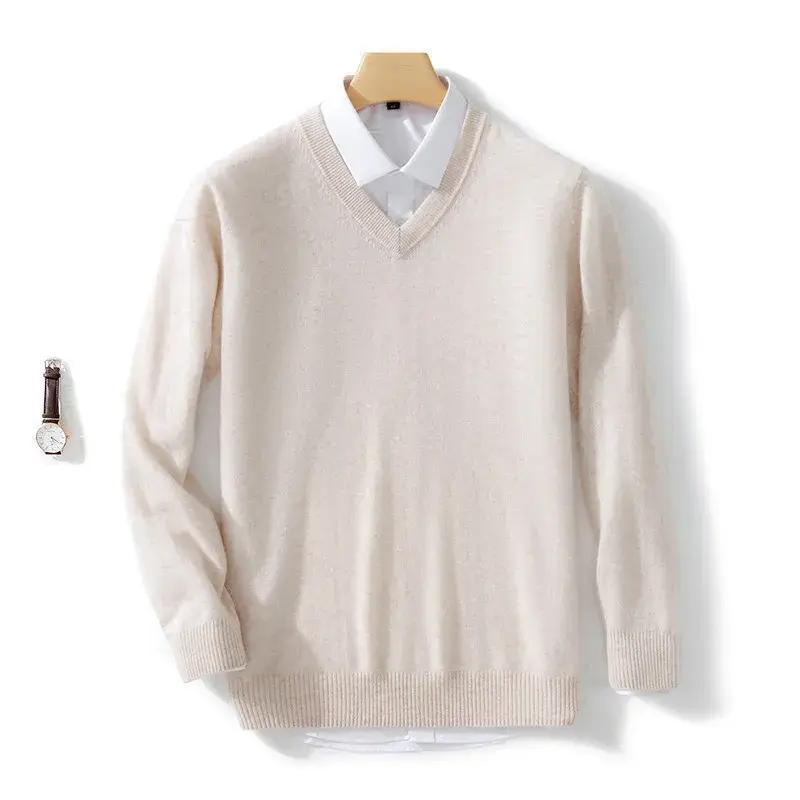 الصورة المصغرة: Wool Men's Sweaters V-neck Pullovers Cashmere Knitting Hot Sale Spring Autumn Sw