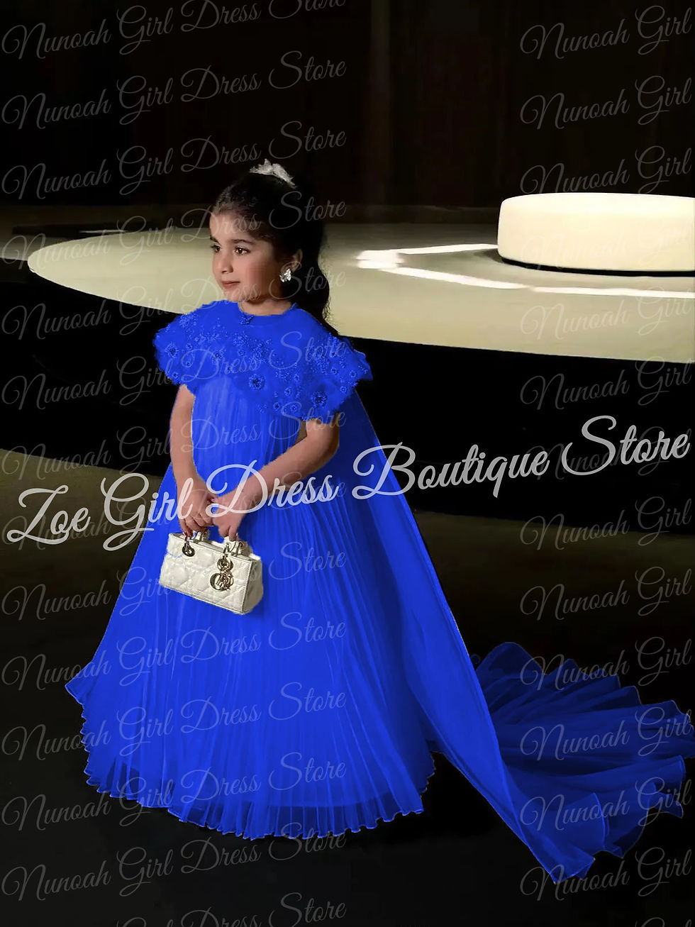 الصورة المصغرة: White Flower Girl Dresses for Wedding Floral Appliques Floor Length Princess Bir