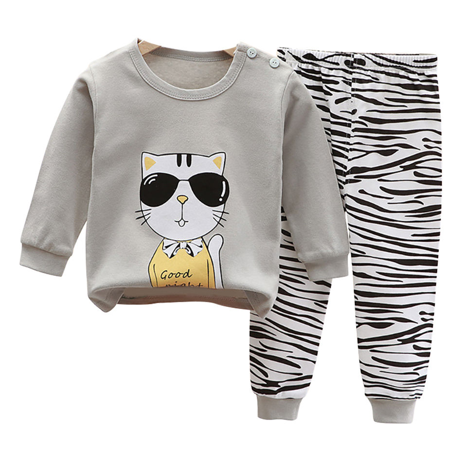 Thumbnail: Cartoon Unicorn Animal Sleepwear Children Pajamas Sets Unisex Kids Autumn Clothi