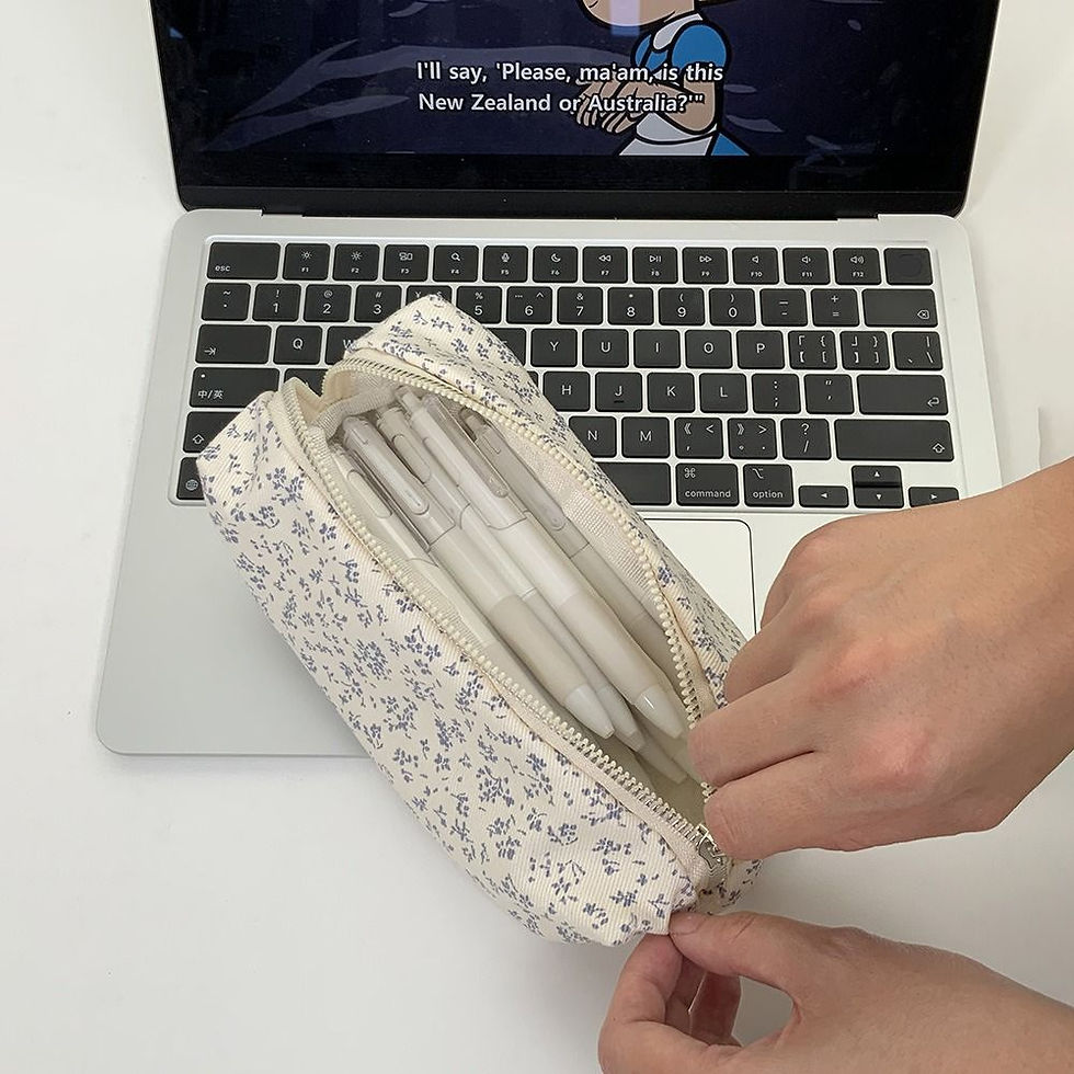 الصورة المصغرة: INS Floral Print Pen Bag Large Capacity Multifunctional Stationery Bag Pencil Ca