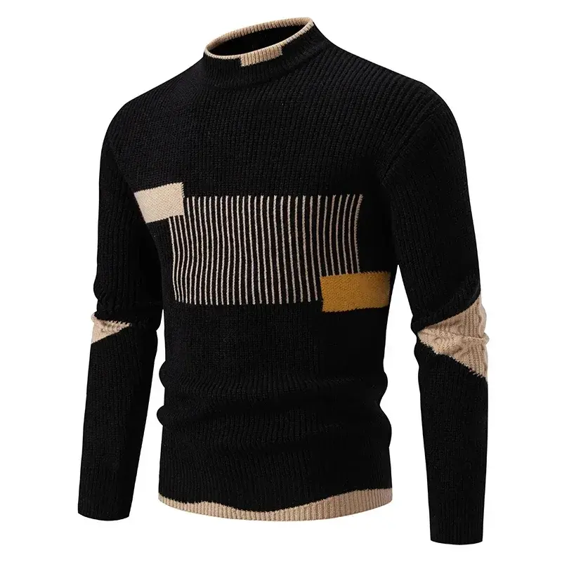 الصورة المصغرة: High Quality Men's New Autumn and Winter Casual Warm Color Block Sweater Knit To