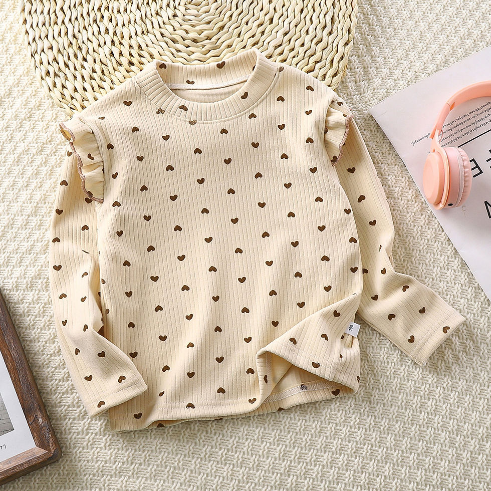الصورة المصغرة: Girls Autumn Floral Bottoming Shirt Girls Flying Sleeves T-shirt Little Girl Wil