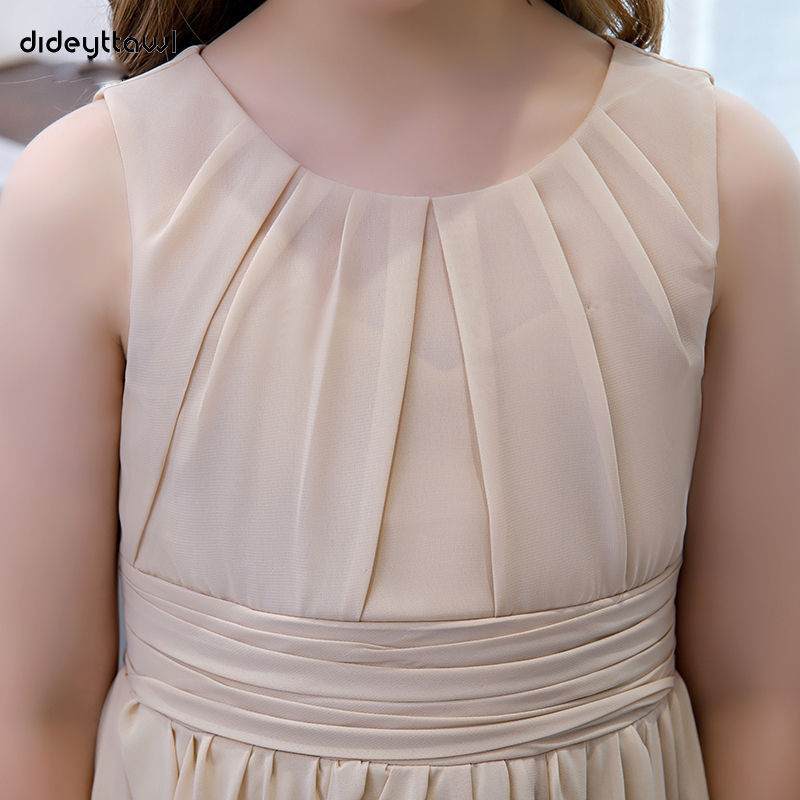 الصورة المصغرة: Dideyttawl Customized Chiffon Sleeveless Flower Girl Dresses Pleated Long Junior